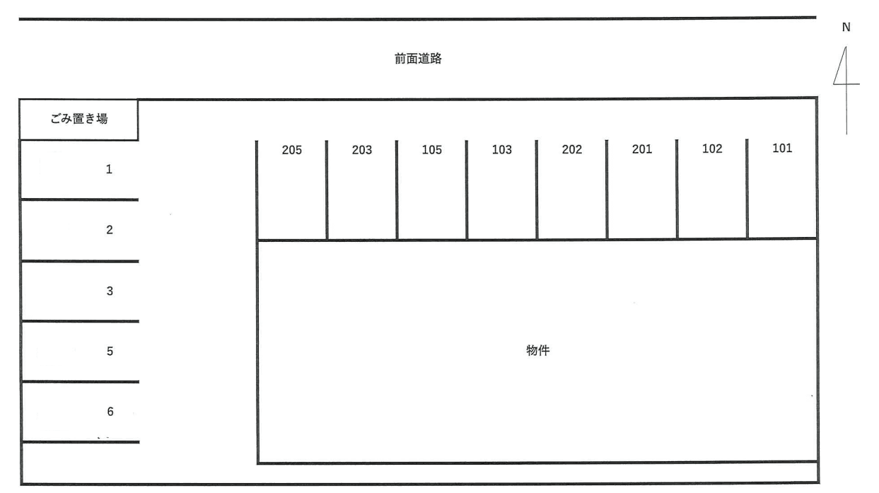 絹の台グリーンハイツ敷地内駐車場の駐車配置図
