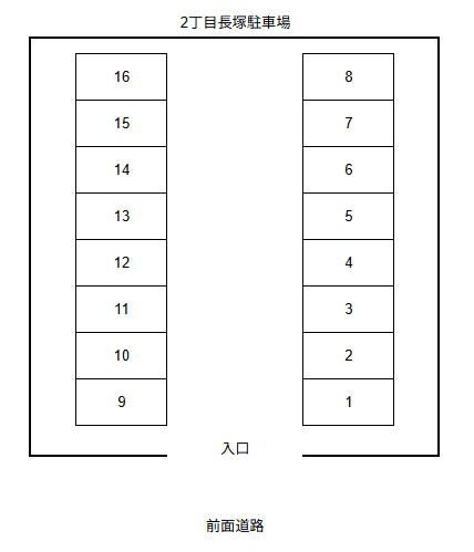 2丁目長塚駐車場の駐車配置図