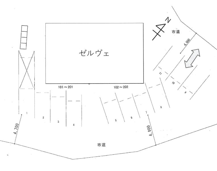 中堤町パーキングの駐車配置図