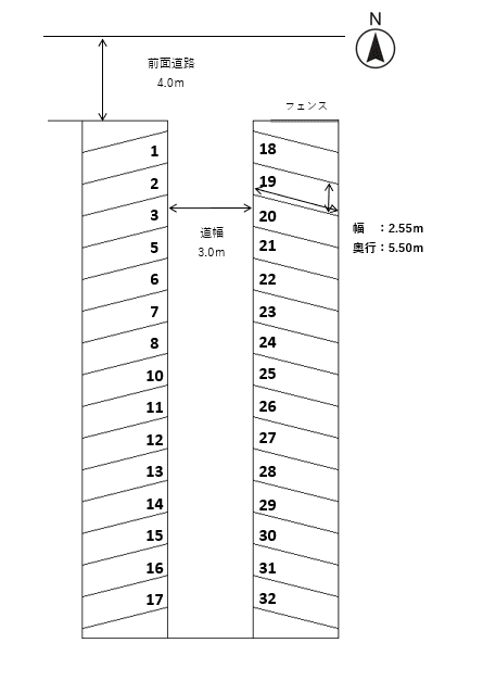 中林モータープール西の駐車配置図