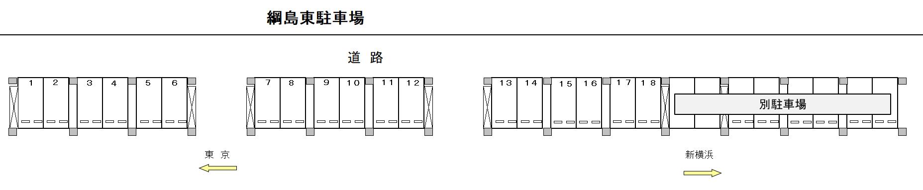 SSK綱島東駐車場の駐車配置図