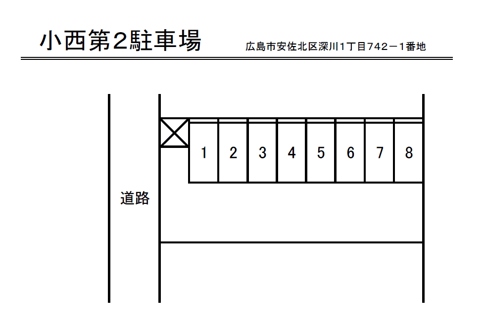 小西第２駐車場の駐車配置図