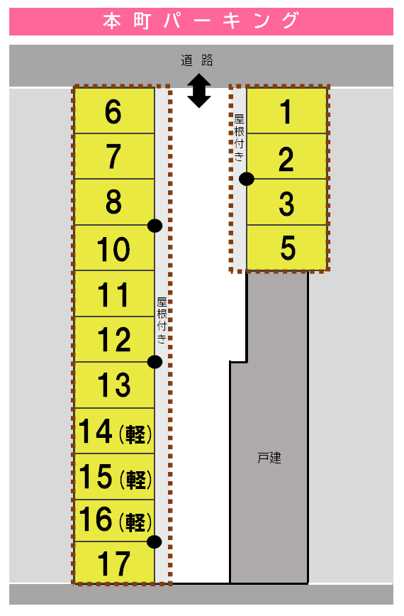 本町パーキングの駐車配置図