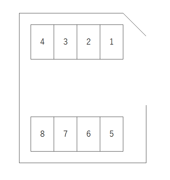 長府黒門東町Y駐車場の駐車配置図
