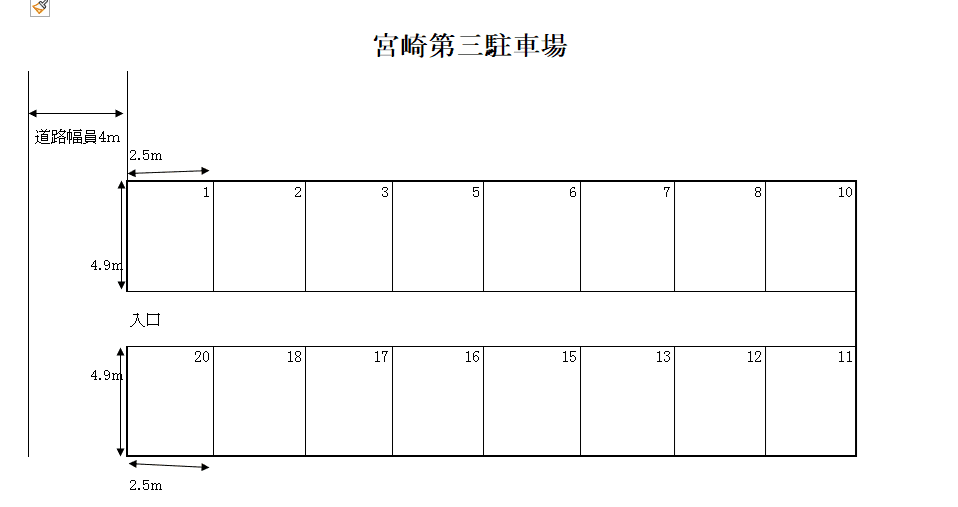 宮崎第三駐車場の駐車配置図