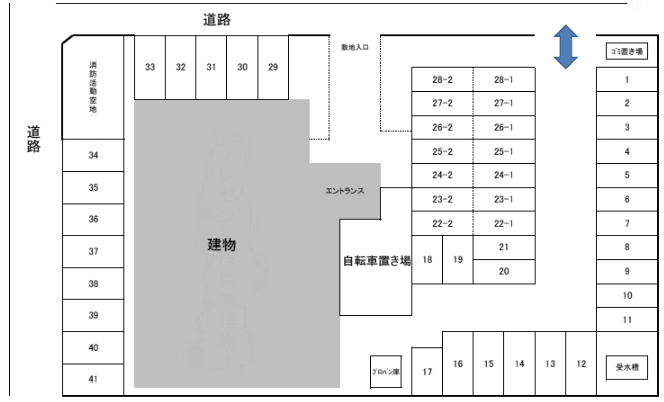 クレセント桜島駐車場の駐車配置図