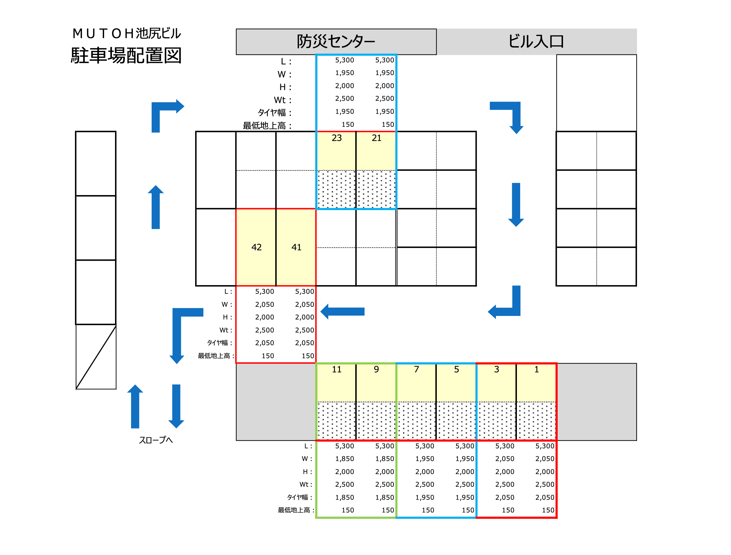 KF-Park MUTOH池尻ビルの駐車配置図