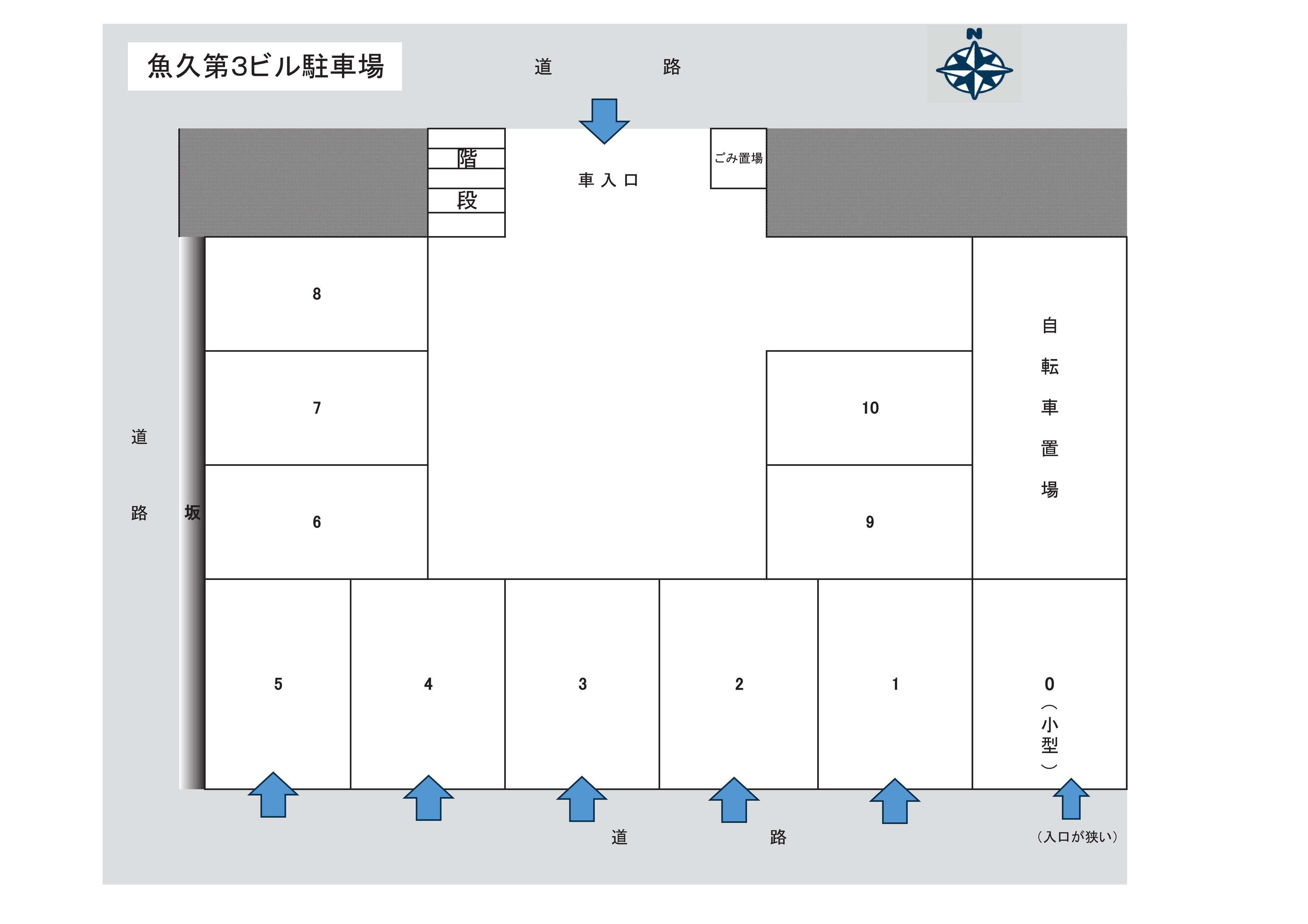 魚久第3ビル駐車場の駐車配置図