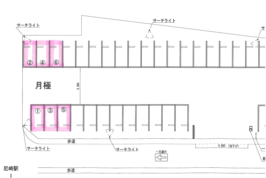 クレスト尼崎尾浜町の駐車配置図