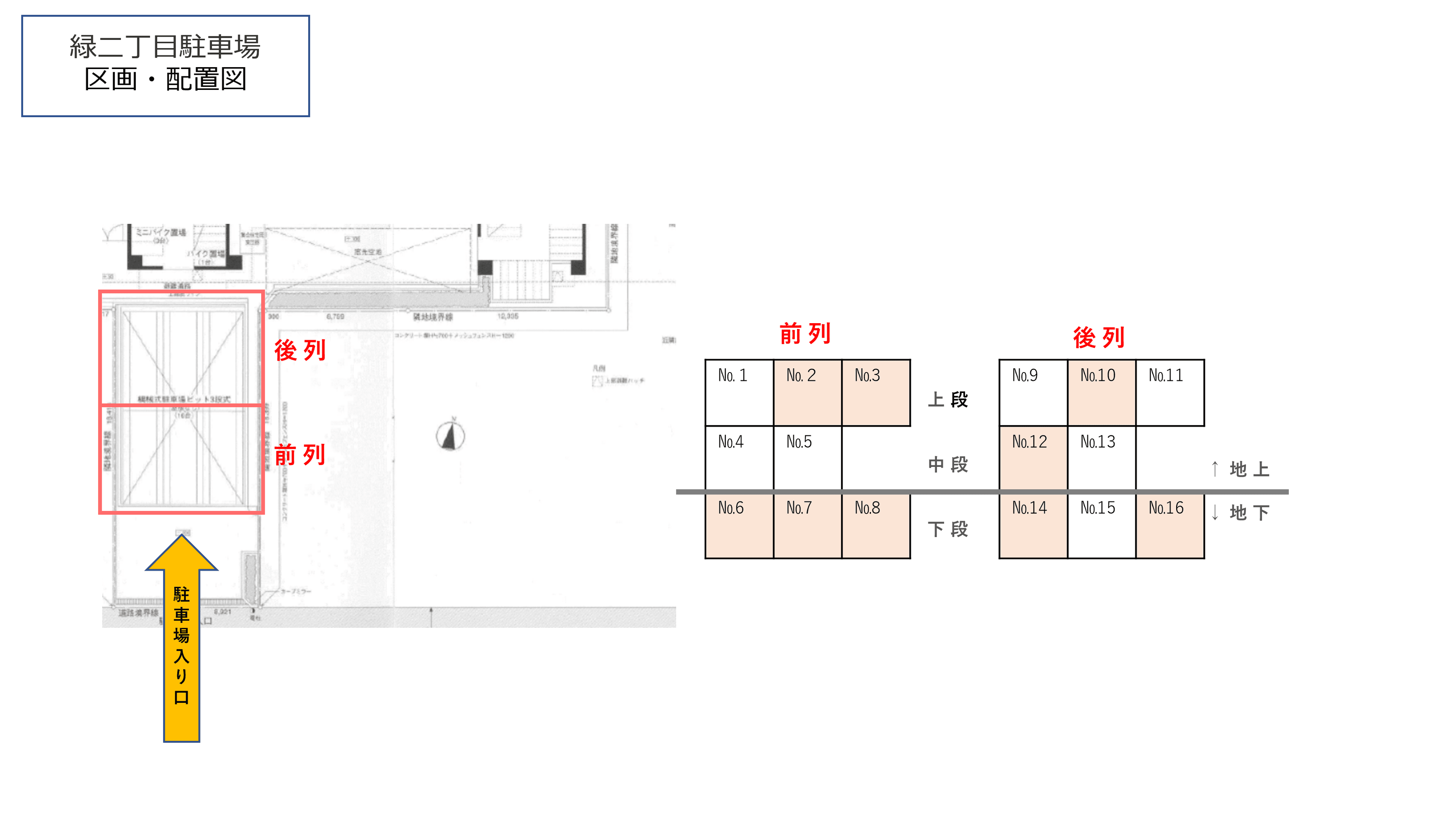 緑二丁目駐車場の駐車配置図