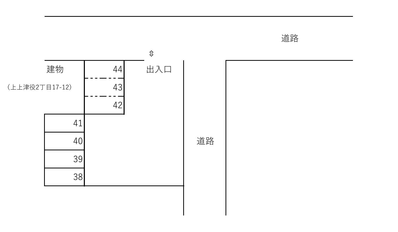 馬場駐車場(38～44)の駐車配置図