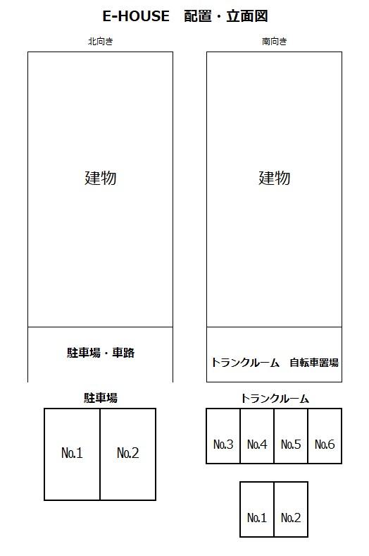 E-HOUSEの駐車配置図