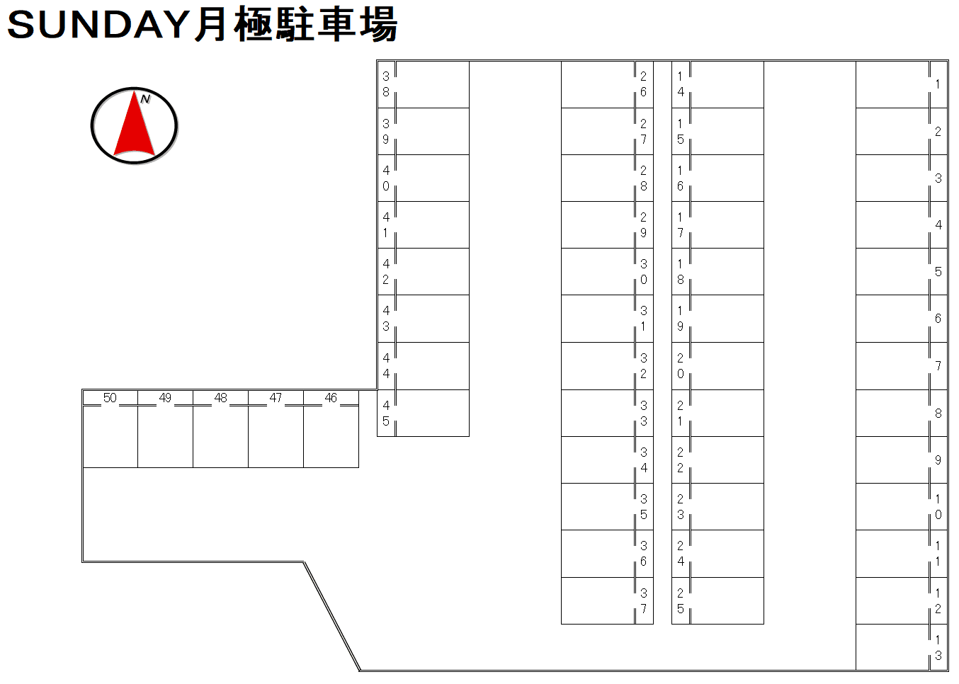 SUNDAY月極駐車場の駐車配置図
