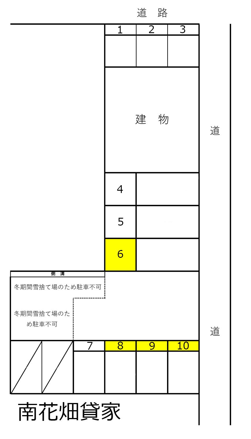 南花畑貸家の駐車配置図