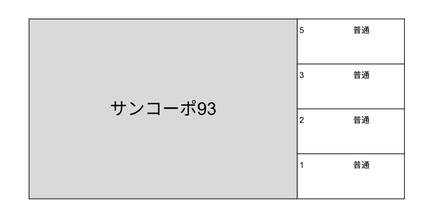 サンコーポ93敷地内駐車場の駐車配置図