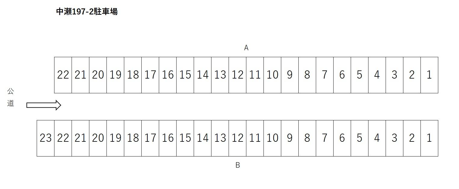 中瀬197-2駐車場の駐車配置図