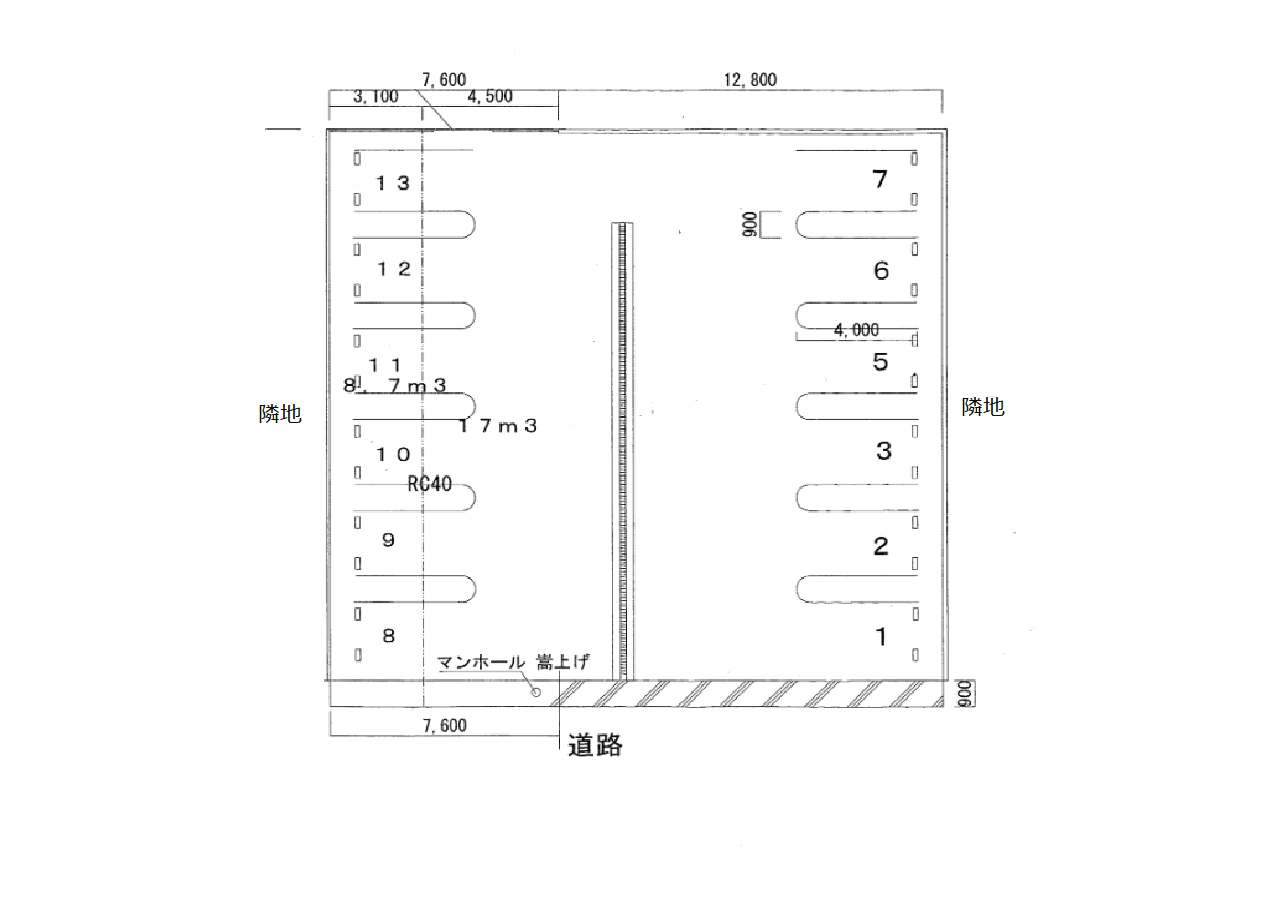 サニー第２パーキング（小賀須４丁目駐車場）の駐車配置図