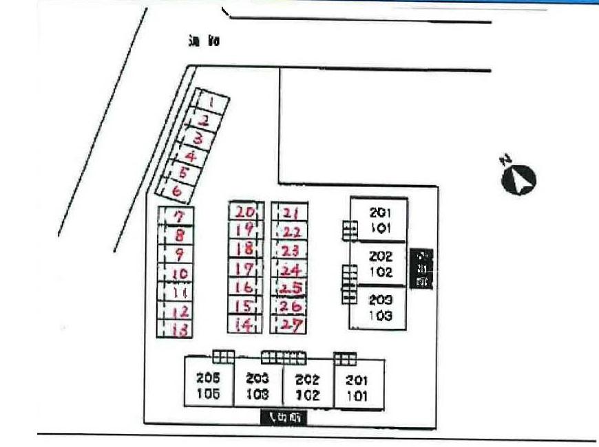 シャルマン敷地内パーキングの駐車配置図