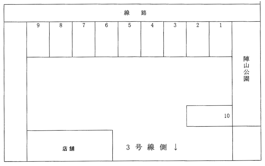 陣山パーキングの駐車配置図