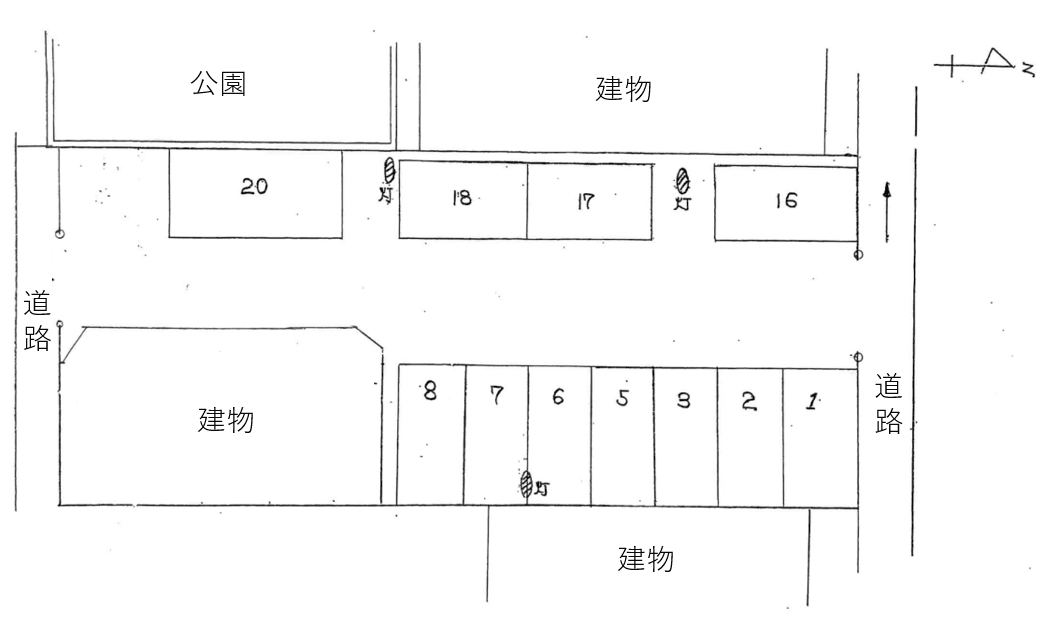 エイラ玉川モータープールの駐車配置図