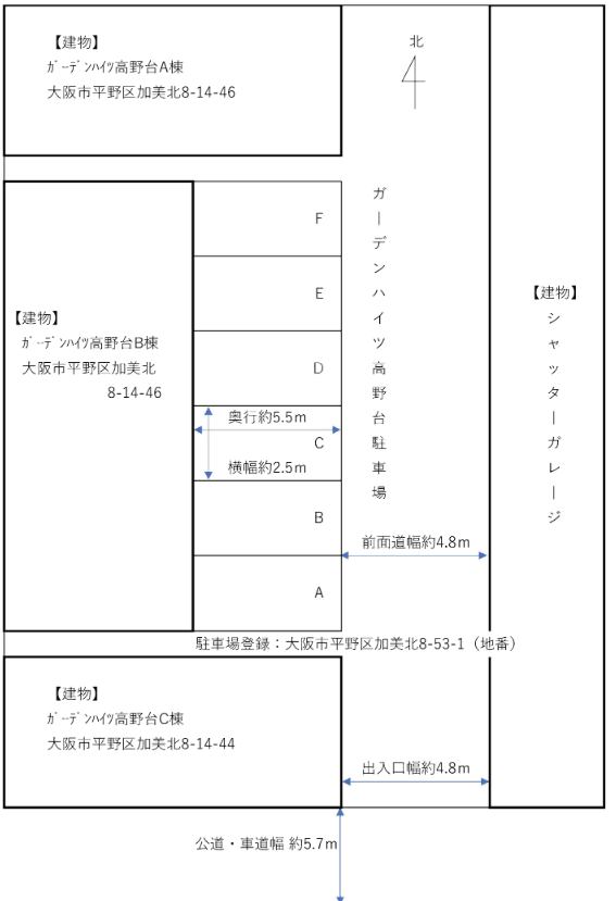 ガーデンハイツ高野台駐車場の駐車配置図