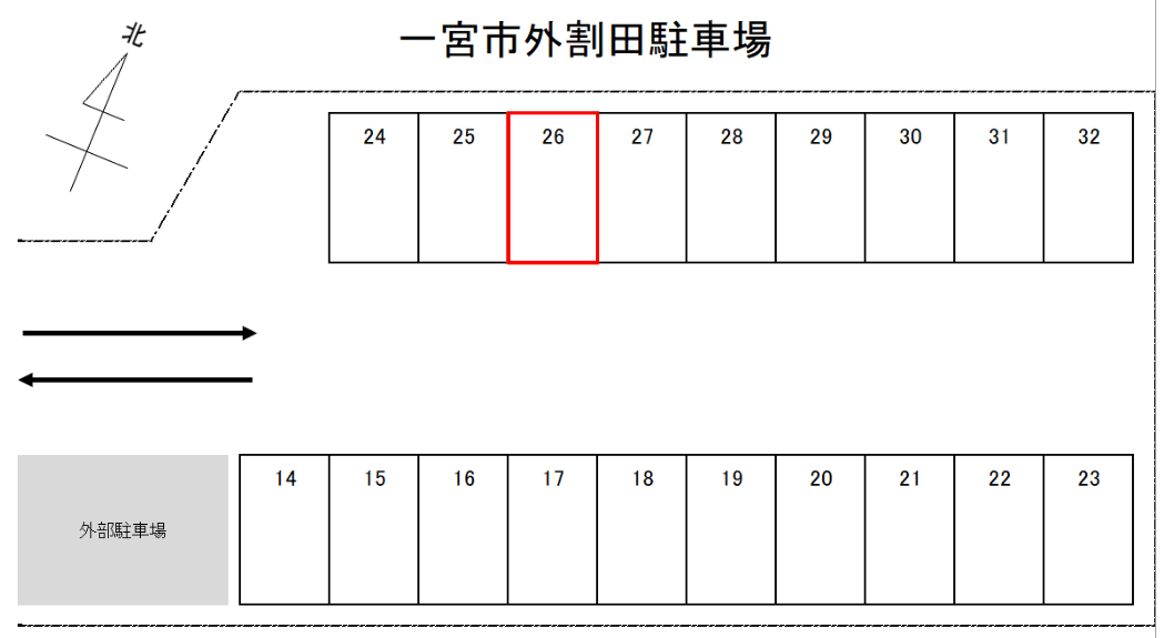 一宮市外割田駐車場　NO.15の駐車配置図