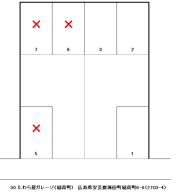 いなりガレージの駐車配置図