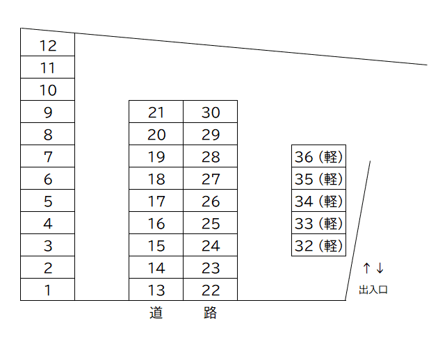 青山北辰ガレージの駐車配置図