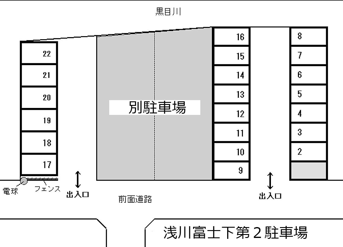 浅川富士下第２駐車場の駐車配置図