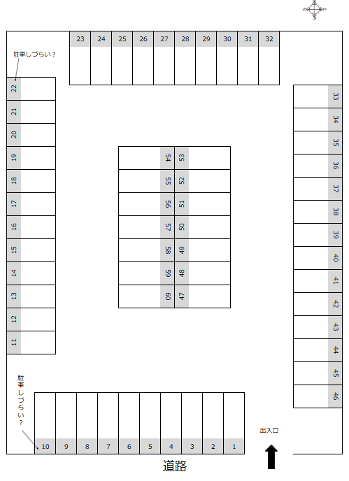 岩曽町パーキングの駐車配置図
