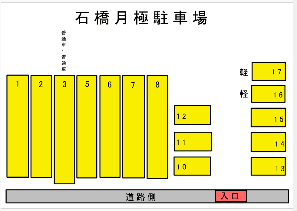 石橋月極駐車場の駐車配置図