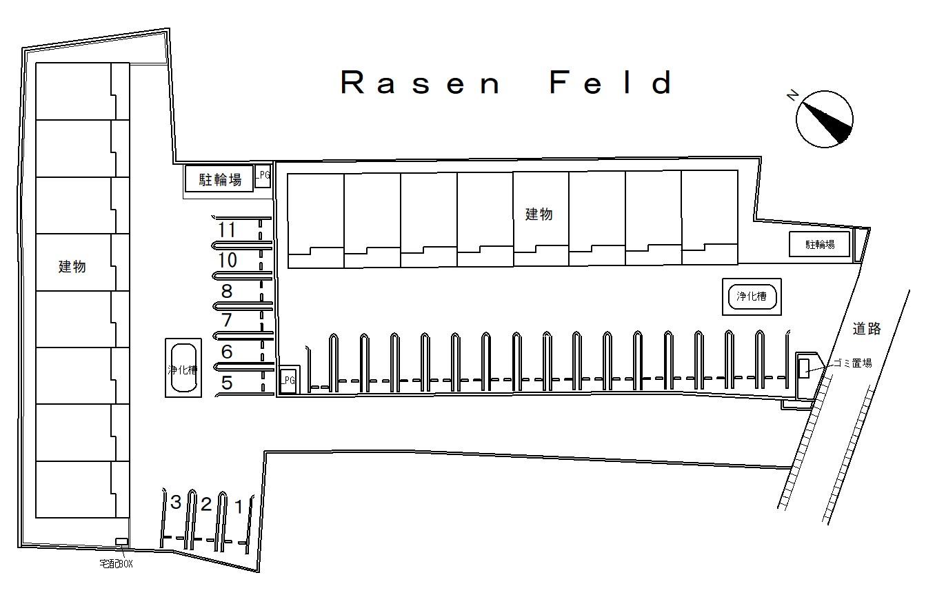 Ｒａｓｅｎ　Ｆｅｌｄの駐車配置図