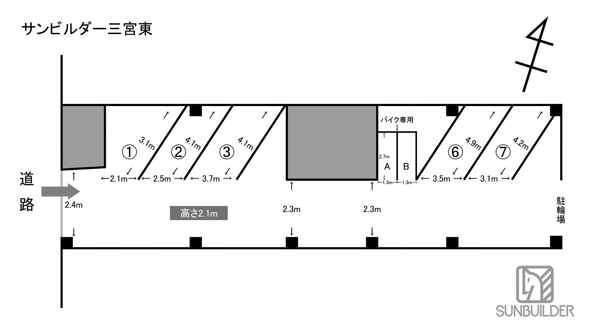 サンビルダー三宮東の駐車配置図