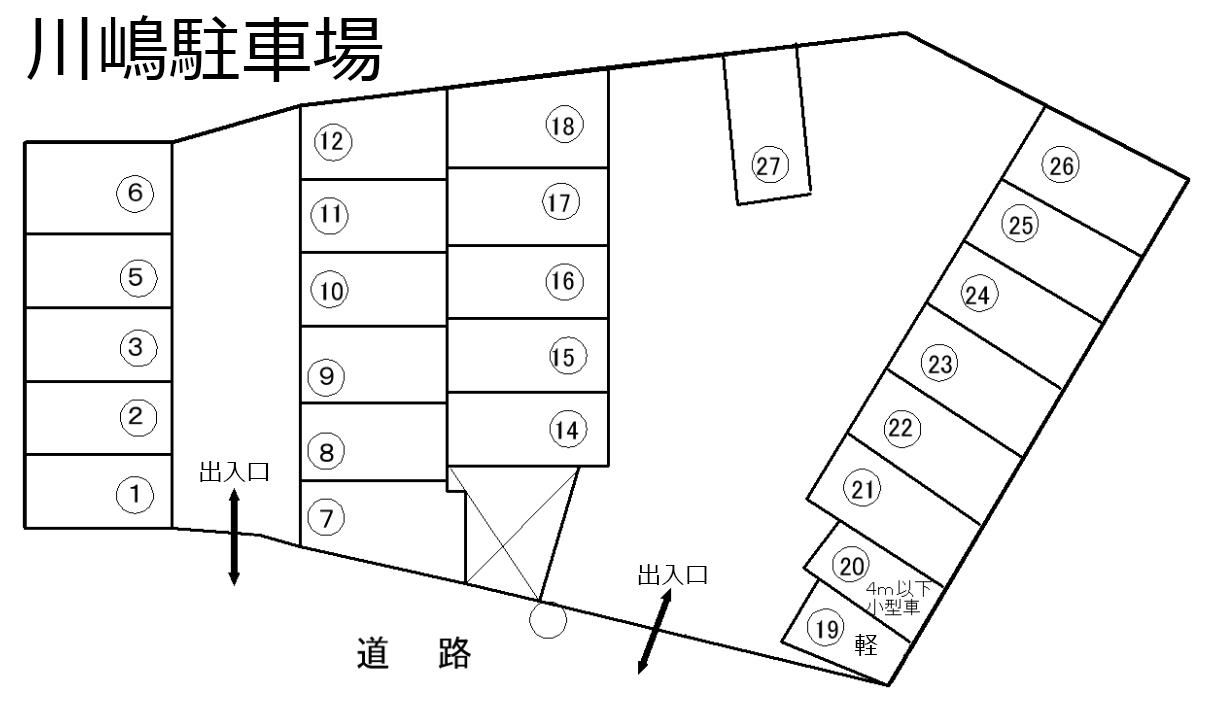 川嶋駐車場の駐車配置図