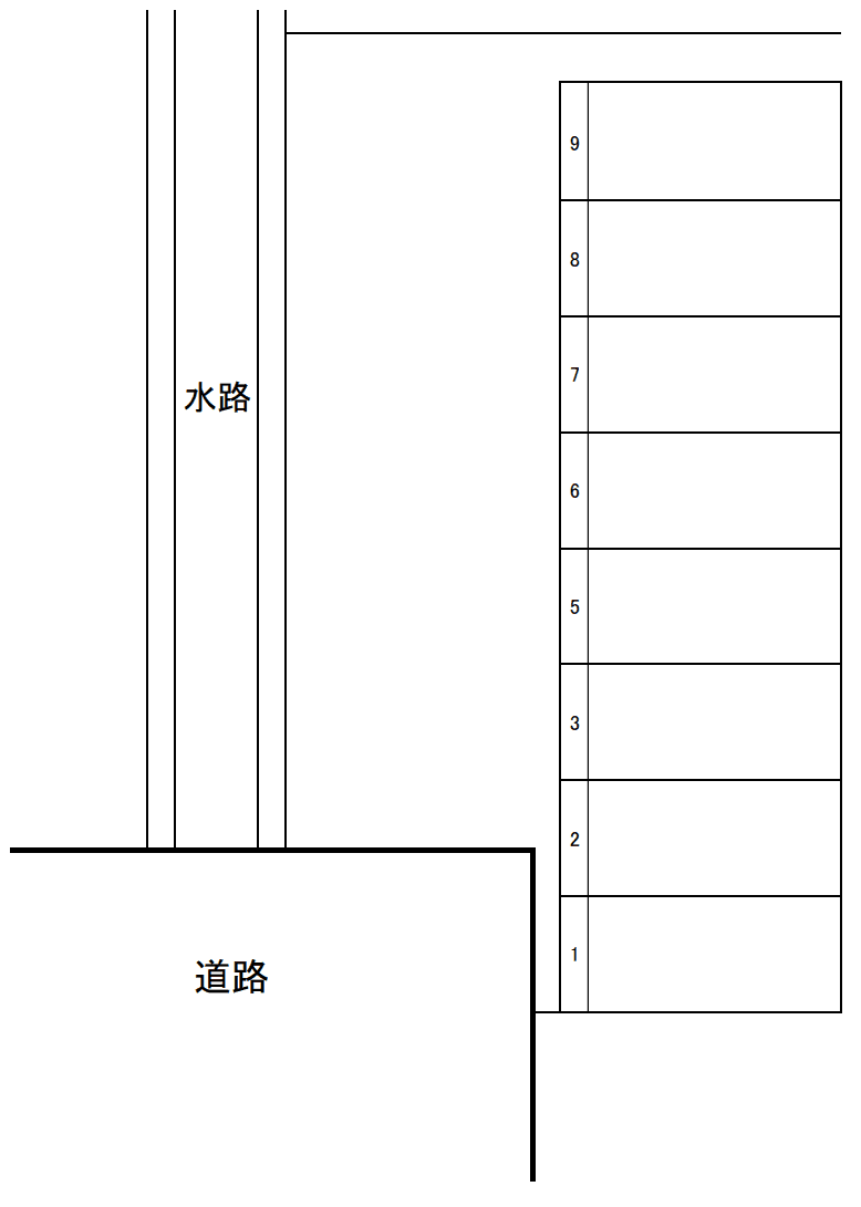 西金沢Kパーキングの駐車配置図