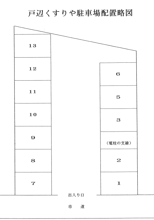 戸辺くすりや駐車場の駐車配置図