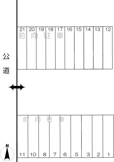 田端町二丁目（杉浦）東駐車場の駐車配置図