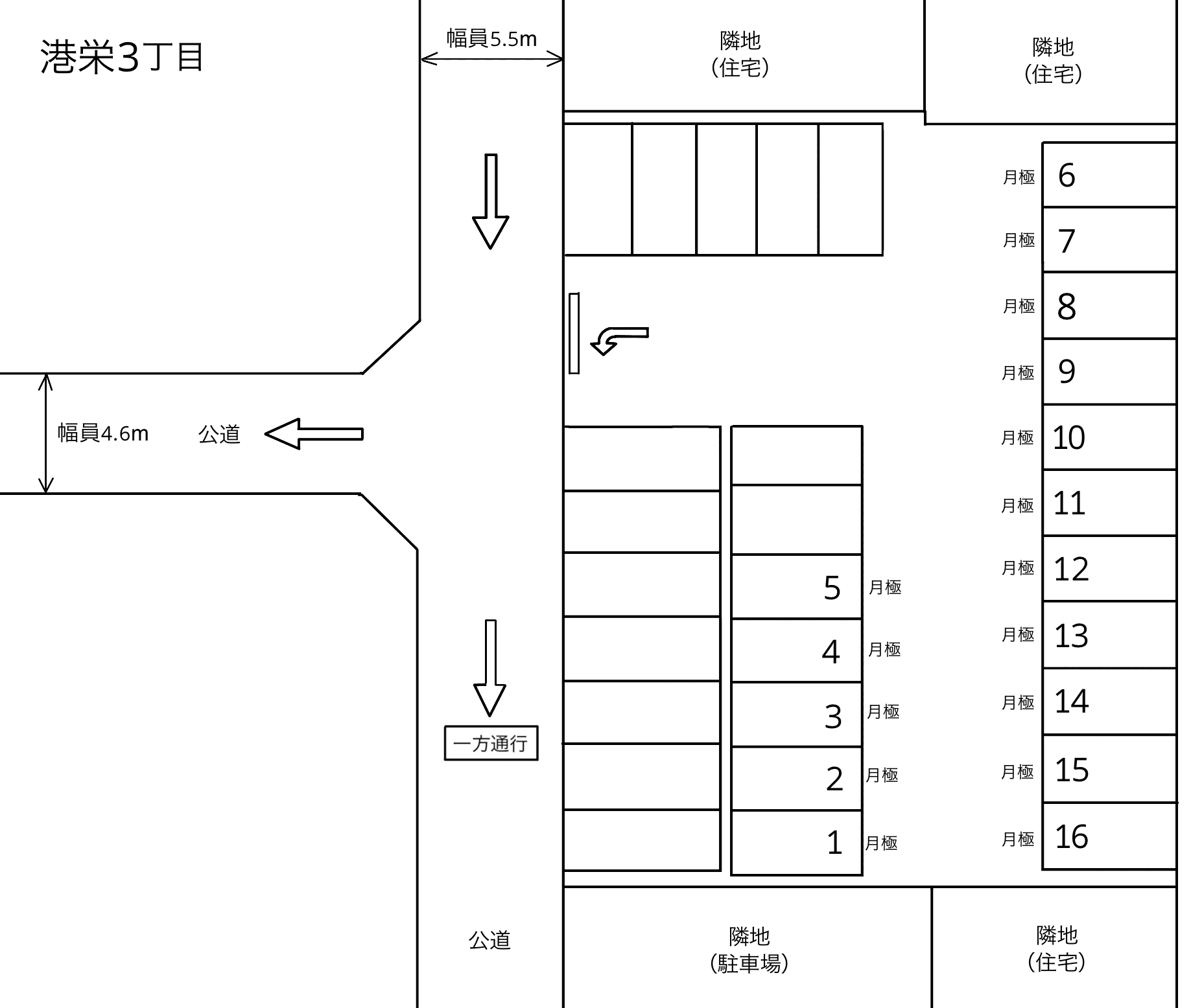 港栄３丁目の駐車配置図