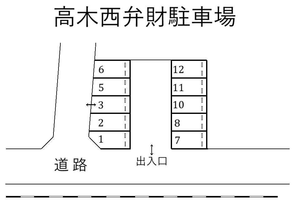 高木西弁財駐車場の駐車配置図
