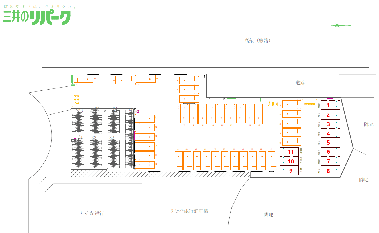 北越谷駅東口第５の駐車配置図