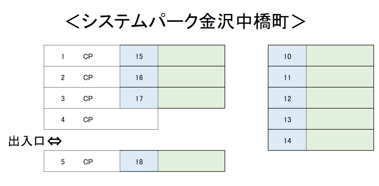 システムパーク金沢中橋町の駐車配置図