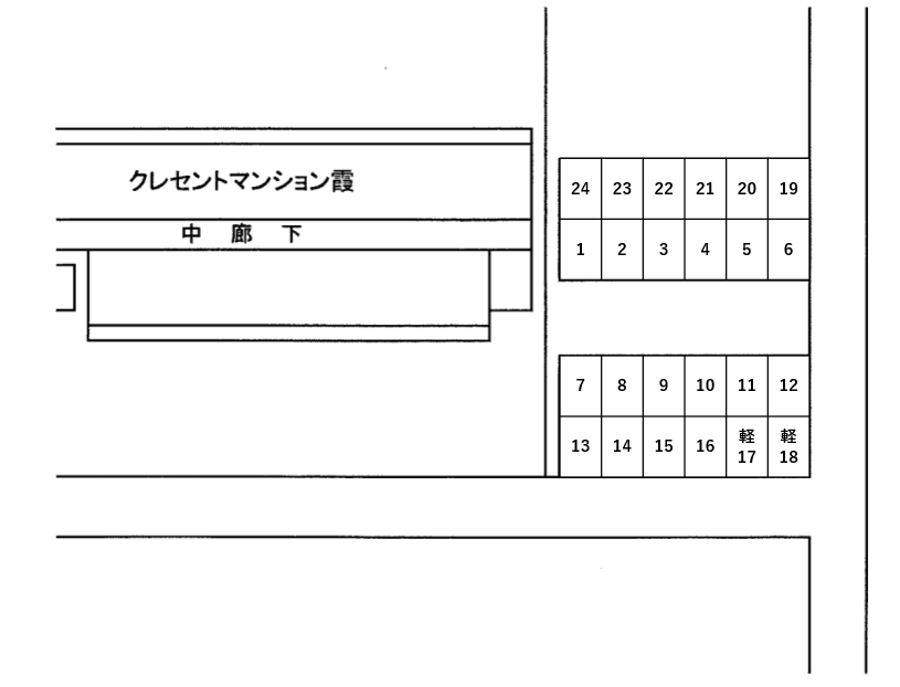 クレセントマンション霞第二駐車場の駐車配置図