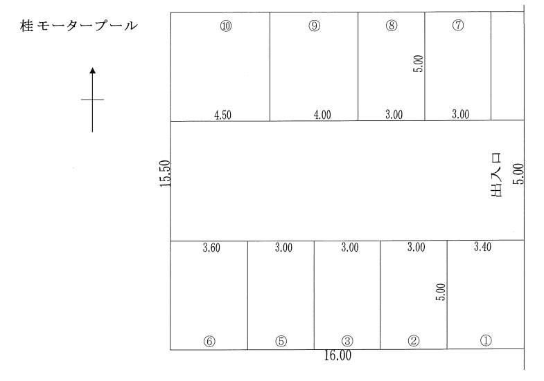 桂 ﾓｰﾀｰﾌﾟｰﾙの駐車配置図