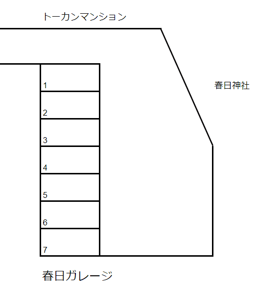 春日ガレージの駐車配置図