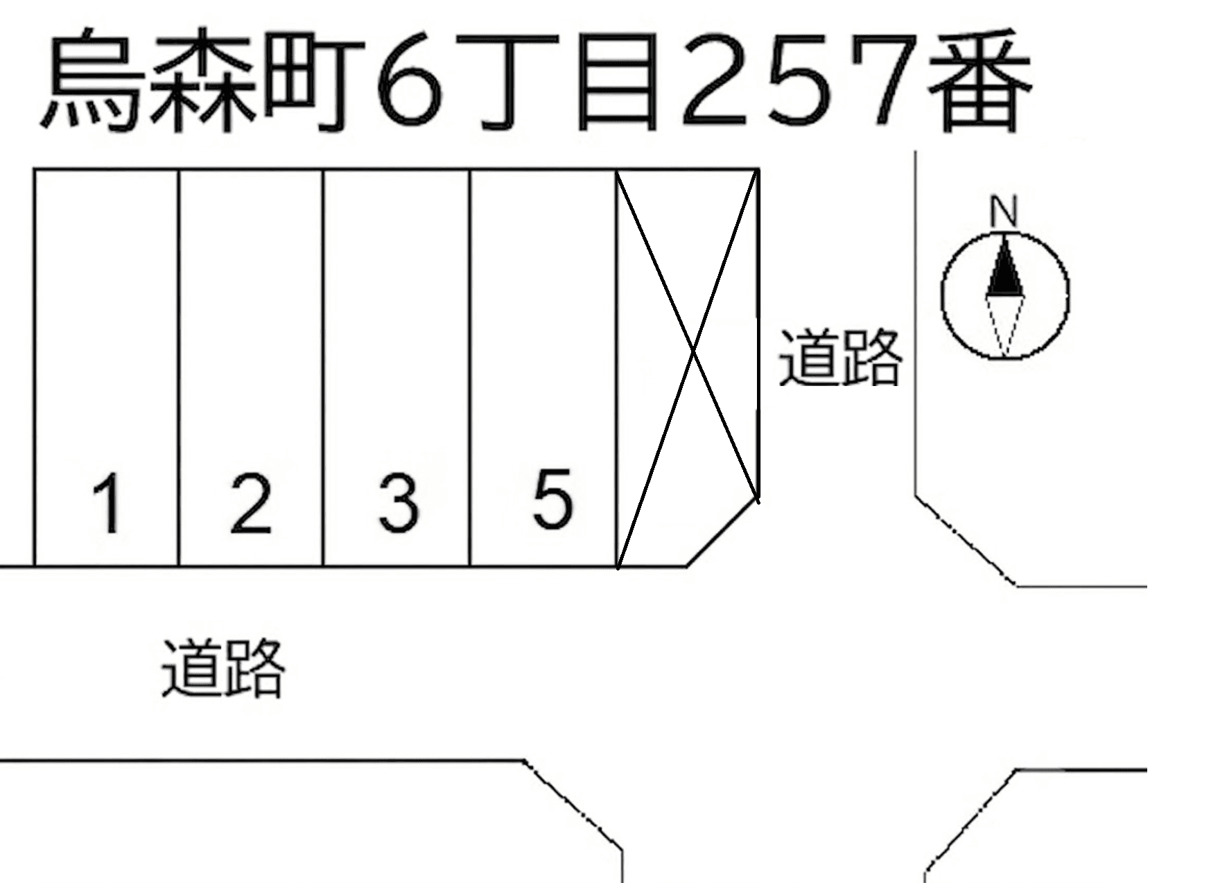 烏森町６丁目２５７番の駐車配置図