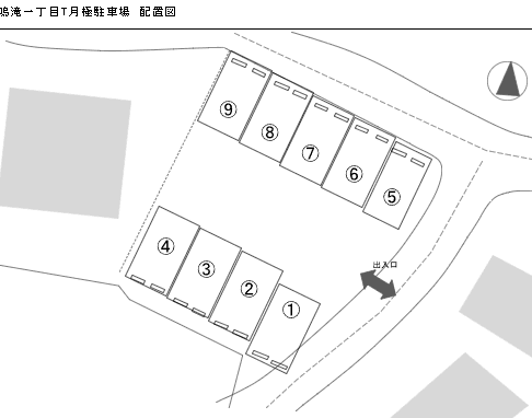 鳴滝一丁目T月極駐車場の駐車配置図