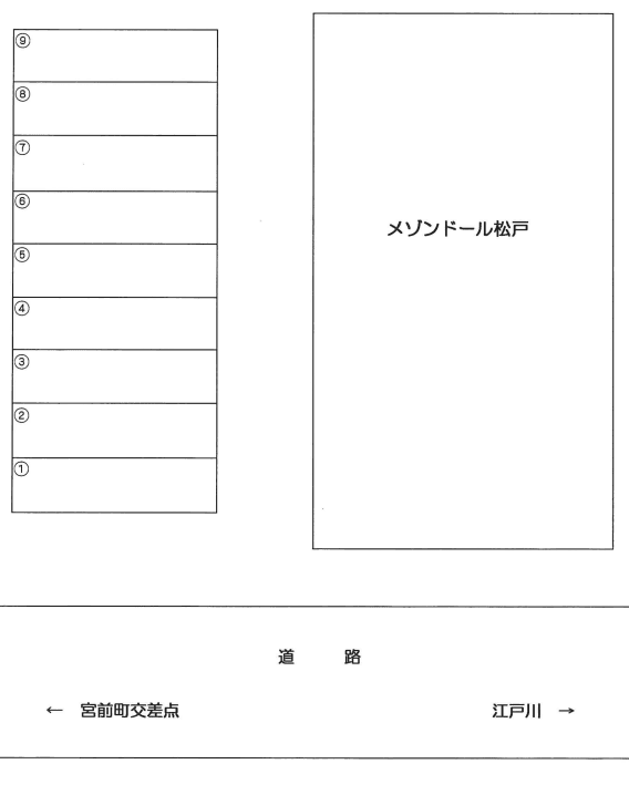 メゾンドール松戸駐車場の駐車配置図