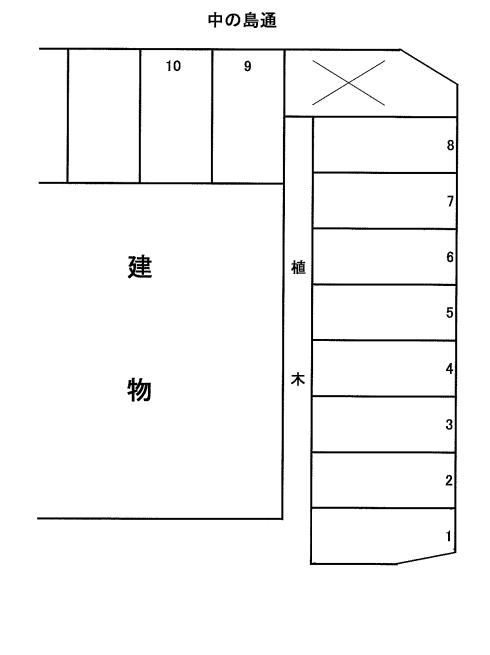 中の島2条3丁目7-8駐車場の駐車配置図