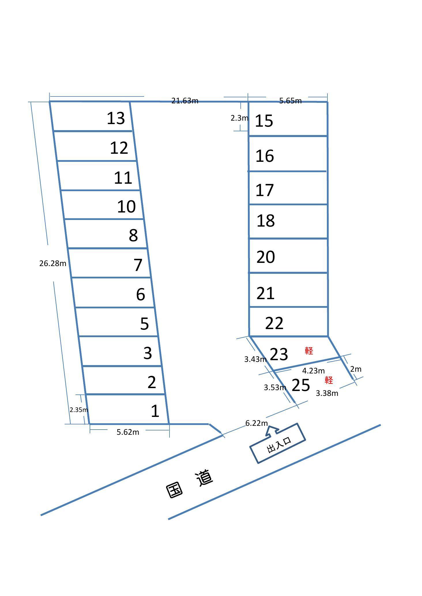 松原第1駐車場の駐車配置図