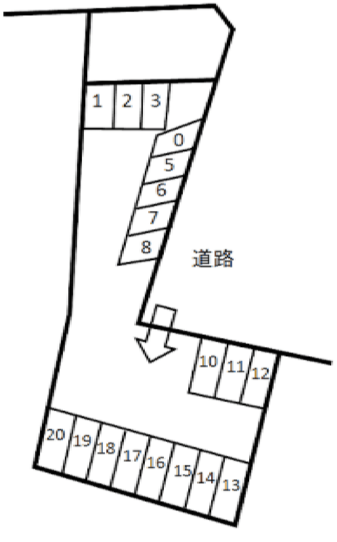 岡崎市真宮町天野パーキングの駐車配置図